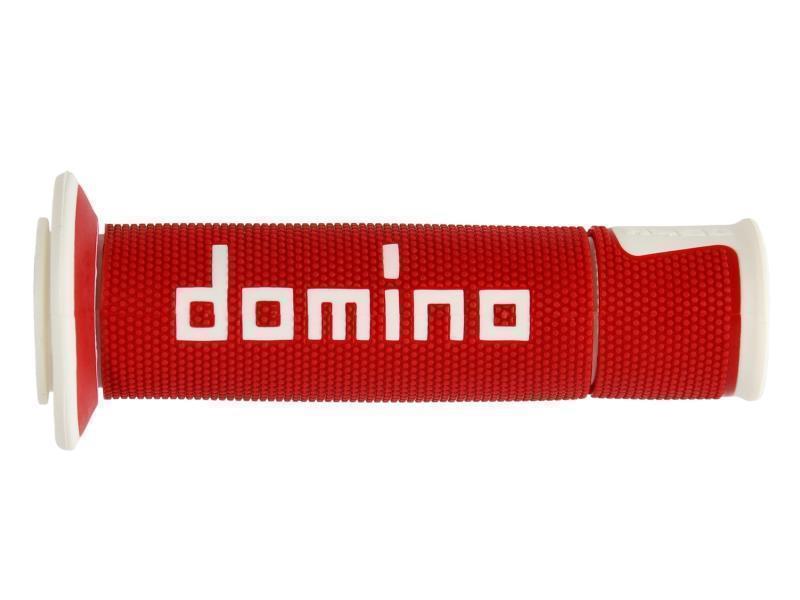 Domino A450 coppia manopole strada racing con finitura multiconica Rosso / Bianco - manopole
