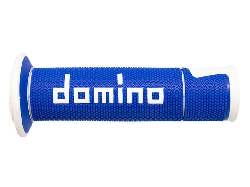Domino A450 coppia manopole strada racing con finitura multiconica Blu / Bianco - manopole