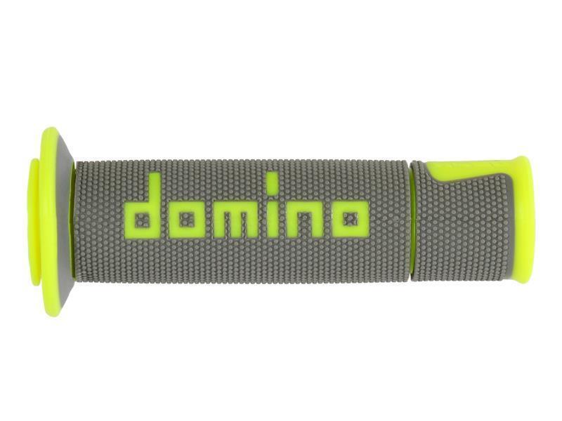Domino A450 coppia manopole strada racing con finitura multiconica Grigio / Giallo fluo - manopole