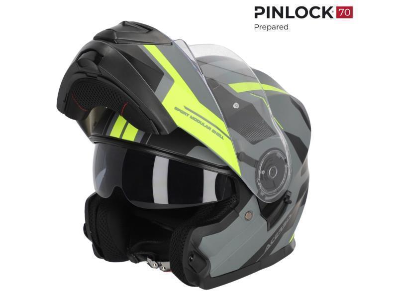 Acerbis Serel casco moto apribile ECE22.06 Nero / Giallo fluo - caschi modulari