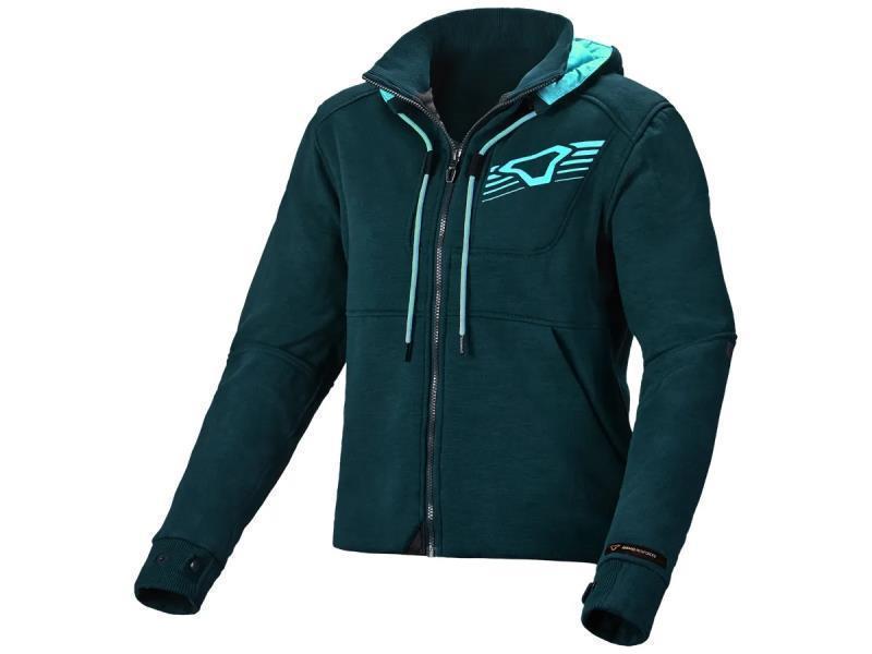 Macna District felpa moto donna con cappuccio Petrol blue - felpe