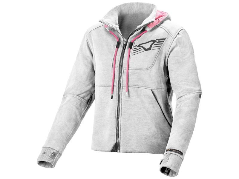 Macna District felpa moto donna con cappuccio Light grey - felpe