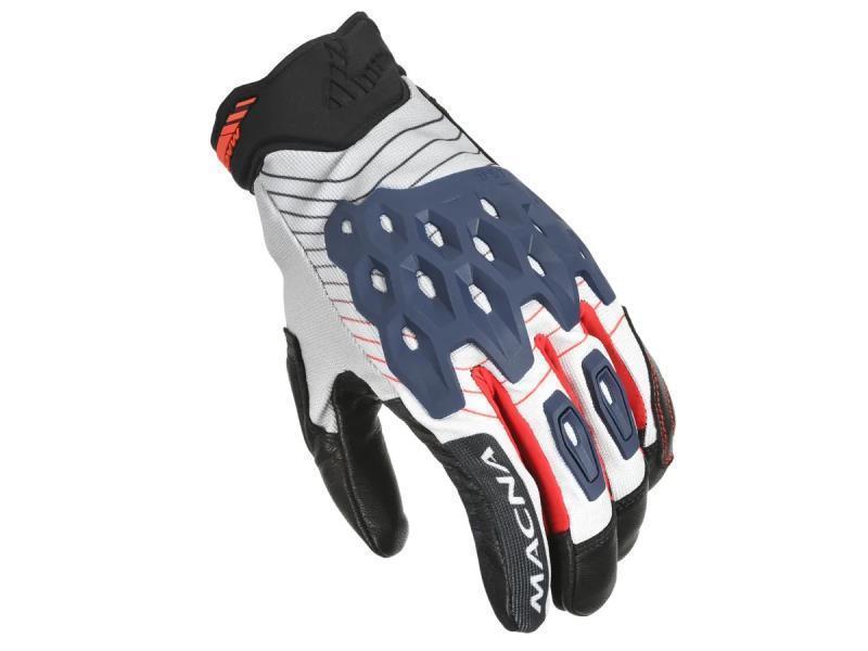 Macna Tanami guanti moto estivi pelle e tessuto Bianco / Blu / Rosso - guanti in pelle