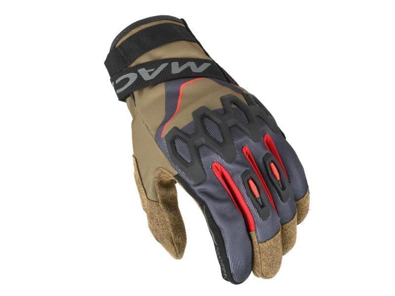 Macna Zairon guanti moto estivi Taupe / black / red - guanti in tessuto