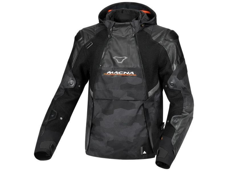 Macna Bradical giacca moto impermeabile estiva Black-grey camo / orange - giacche impermeabili