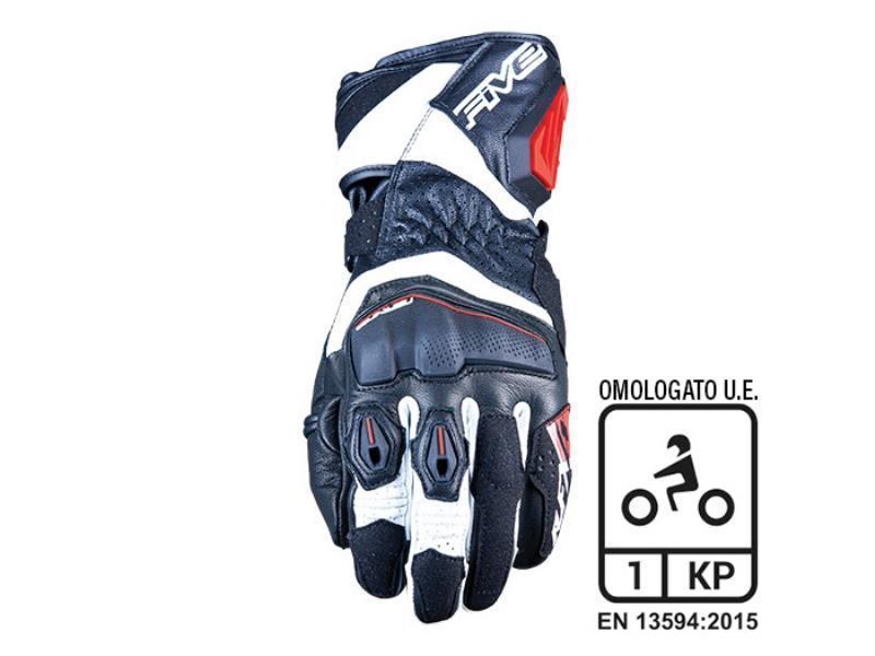 Five RFX4 Evo guanti moto strada in pelle Nero / Bianco / Rosso - guanti in pelle