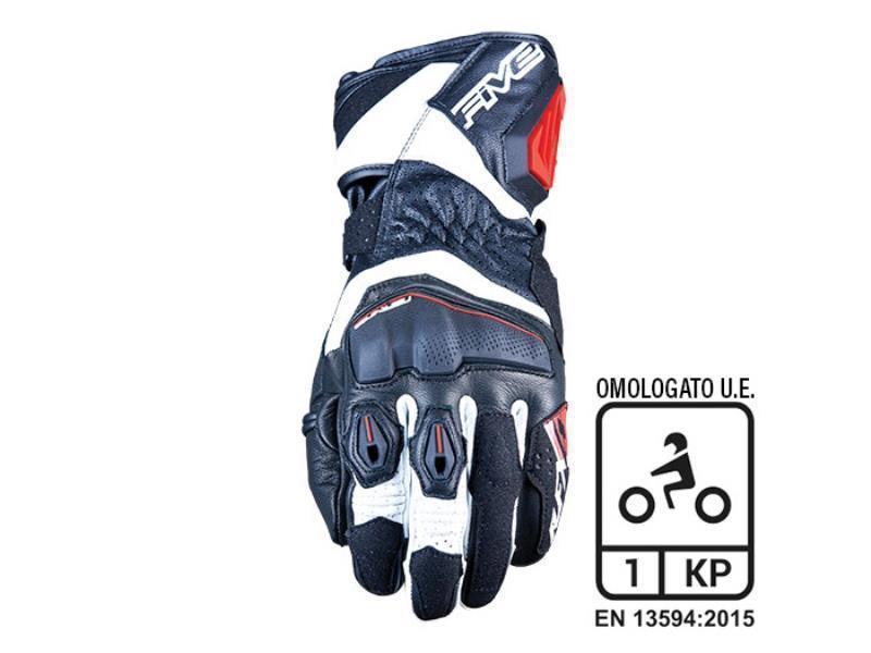 Five RFX4 Evo guanti moto strada in pelle Nero / Bianco / Rosso - guanti in pelle