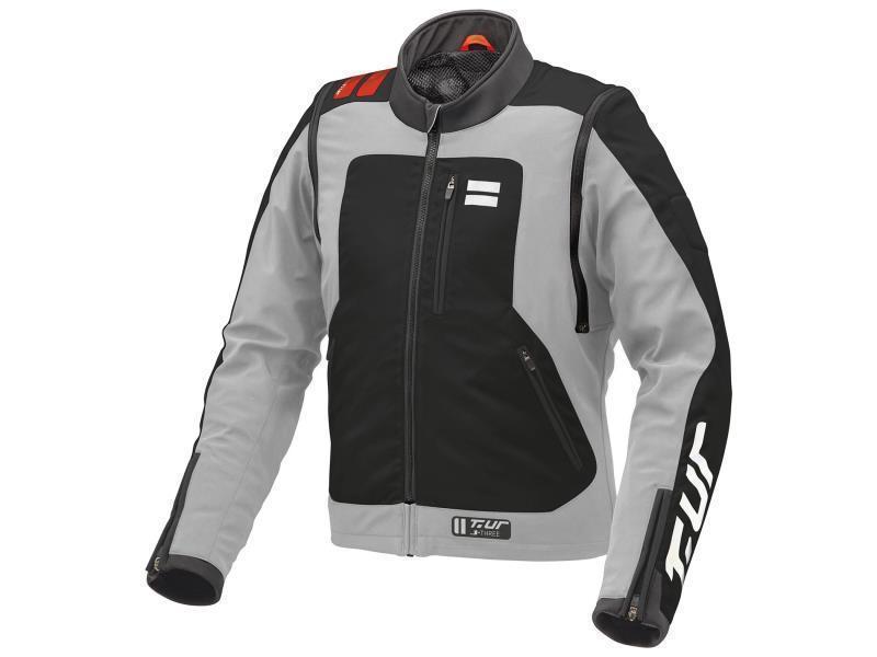 Tur J Three Arm Link giacca moto enduro maniche staccabili Light Grey / Red - giacche in tessuto