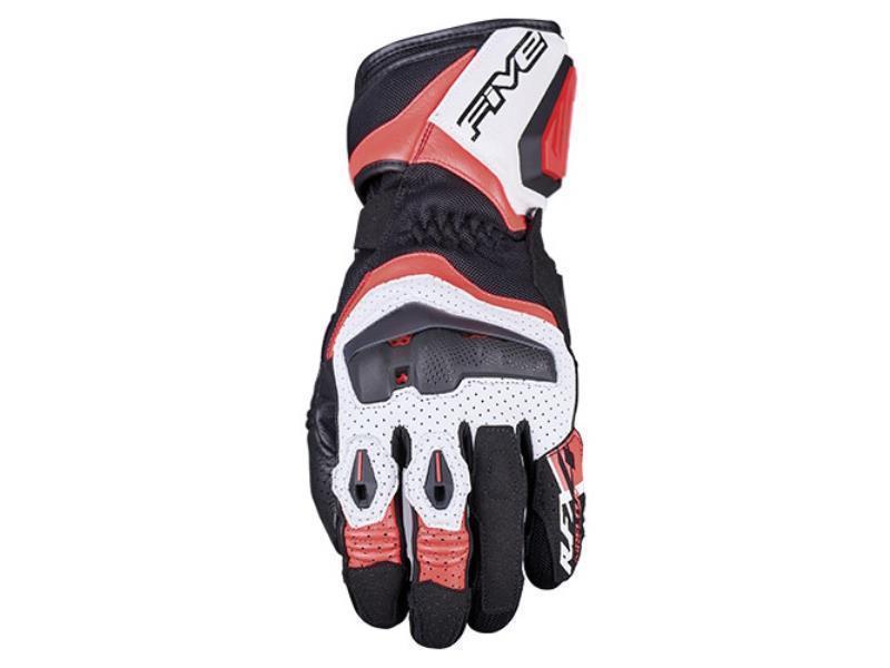 Five RFX4 Evo Airflow guanti moto strada in pelle traforati Bianco / Rosso Fluo - guanti in pelle