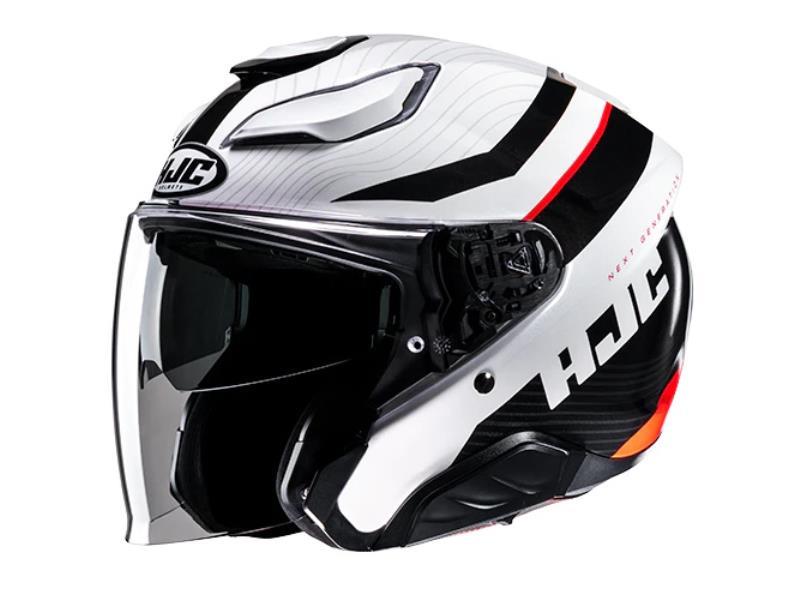 HJC F31 casco moto jet in fibra composita Naby MC1 Bianco / Rosso - caschi jet