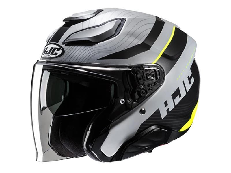 HJC F31 casco moto jet in fibra composita Naby MC3HSF Nero / Grigio / Giallo - caschi jet