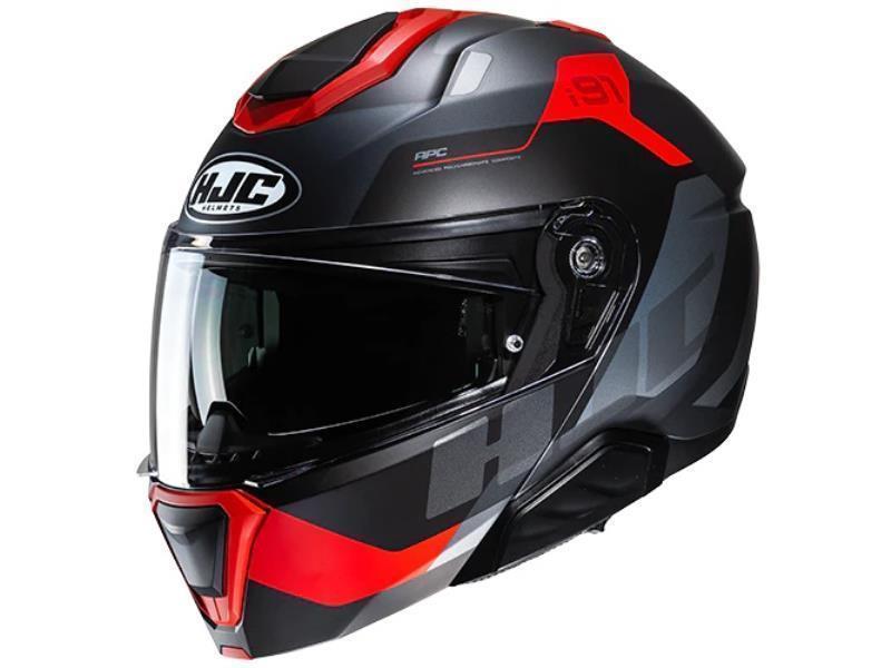 HJC I91 casco moto apribile Carst MC1SF Nero opaco / Rosso - caschi modulari