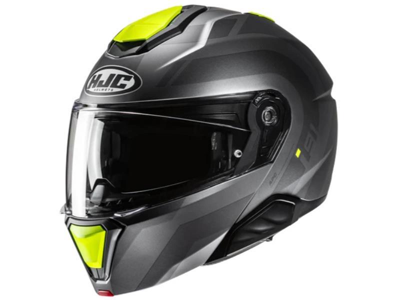 HJC I91 casco moto apribile Arven MC3HSF Nero / Giallo opaco - caschi modulari