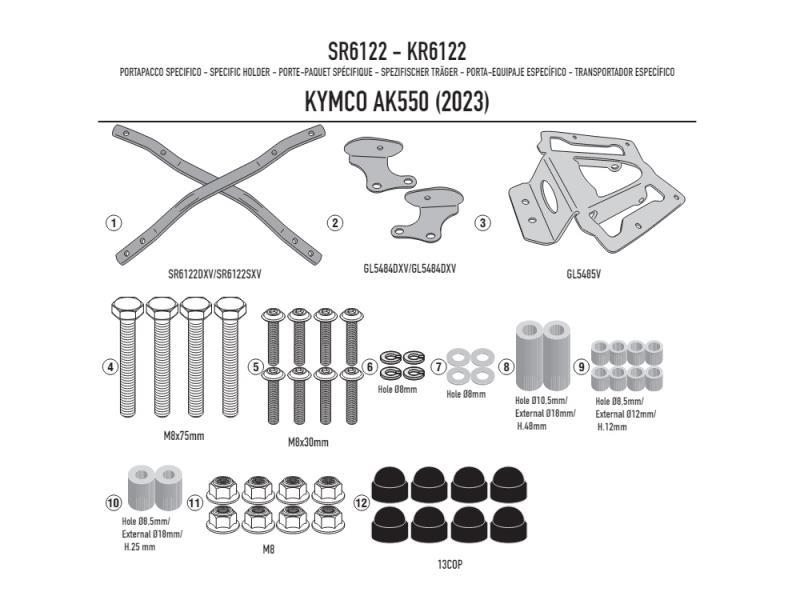 Kappa KR6122 portapacchi Kymco AK 550 Premium 23/24 Nero - portapacchi e portavaligie