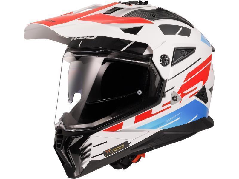 LS2 MX702 Pioneer II casco moto enduro ECE 2206 Namib White / Blue / Red - caschi integrali