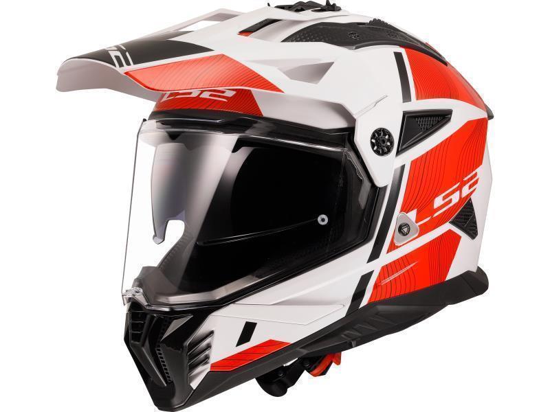 LS2 MX702 Pioneer II casco moto enduro ECE 2206 Hill White / Red - caschi integrali