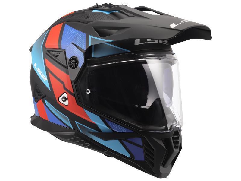 LS2 MX702 Pioneer II casco moto enduro ECE 2206 Block Matt Black / Red / Blue - caschi integrali