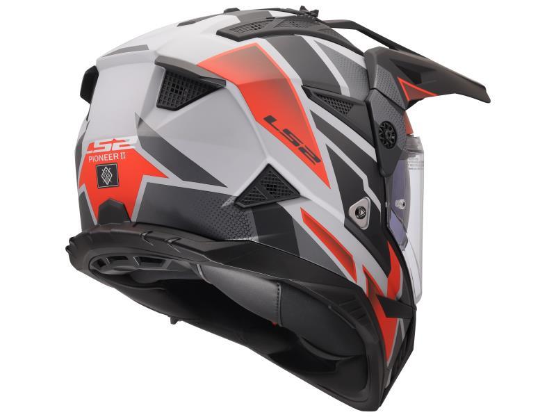 LS2 MX702 Pioneer II casco moto enduro ECE 2206 Block Matt Grey / Red - caschi integrali