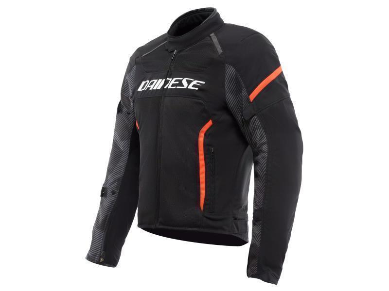 Dainese Air Frame 3 Tex giacca moto estiva traforata Black / Black / Red Fluo - giacche in tessuto