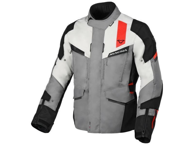 Macna Zastro giacca moto impermeabile Grigio / Rosso / Nero - giacche impermeabili