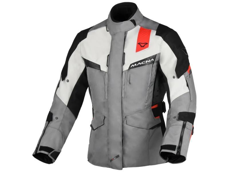Macna Zastra giacca moto donna adventure touring mpermeabile Grigio / Rosso / Nero - giacche impermeabili