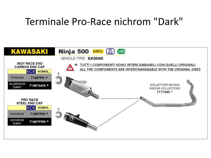Arrow Terminale Kawasaki Ninja 500 - Z500 24 E5+ Pro-Race nichrom Dark
 - scarichi e terminali