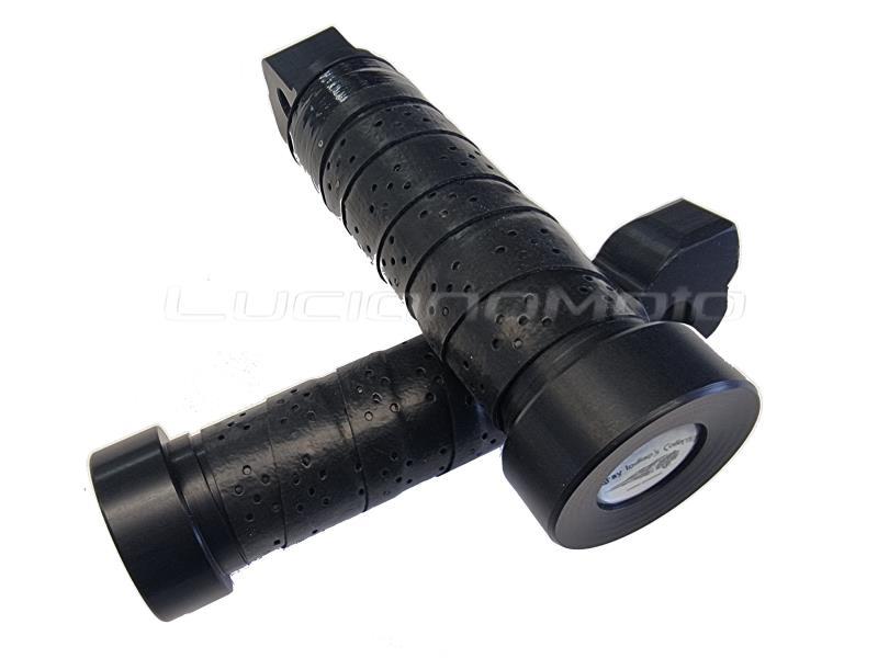 Gray Indians IN03N coppia pedane passeggero Indian Scout / Bobber Nero tonde con grip in pelle - pedane avanzate e passeggero