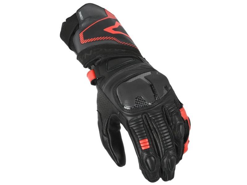 Macna Thandor guanti moto con protezioni in carbonio Black / Red - guanti in pelle