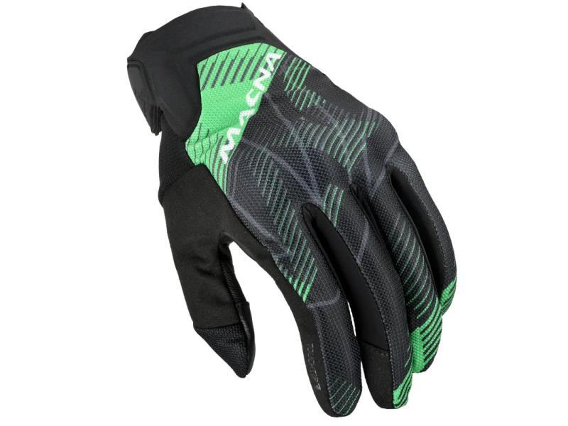 Macna Obtain Leather guanti moto corti estivi Black / Green / White - guanti in pelle