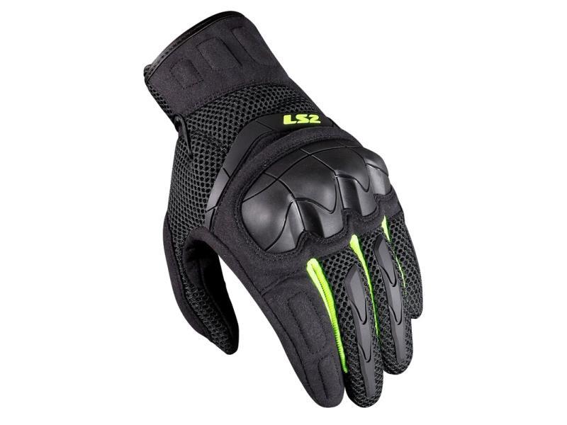 LS2 Kubra guanti moto estivi Nero / Giallo fluo - guanti in tessuto