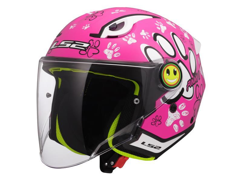 LS2 OF622 Funny II casco moto da bambino Paws Pink - caschi jet
