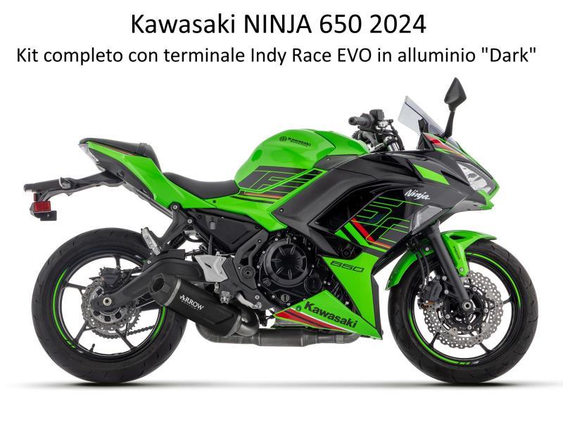 Arrow Completo Kawasaki Z650-Ninja 650 24/25 Coll+Terminale Omologato / Alu Dark Indy Race Evo - scarichi e terminali