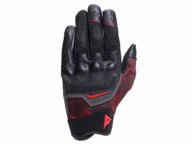 Dainese Ermex guanti moto estivi in tessuto Black / Red Lava - guanti in tessuto