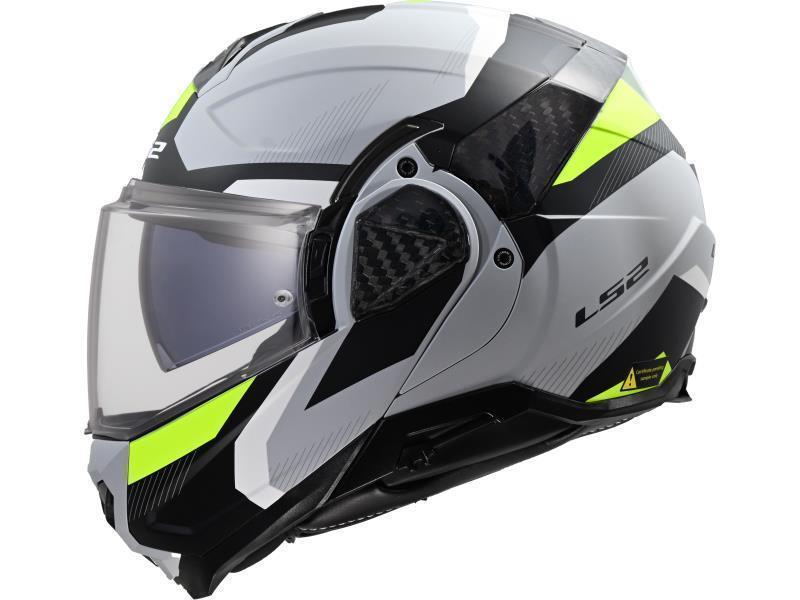 LS2 FF910 Advant II casco moto convertibile Triple Light Grey H V Yellow - caschi modulari