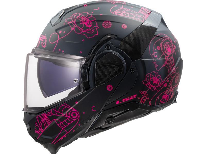 LS2 FF910 Advant II casco moto convertibile Sophia Black / Pink - caschi modulari