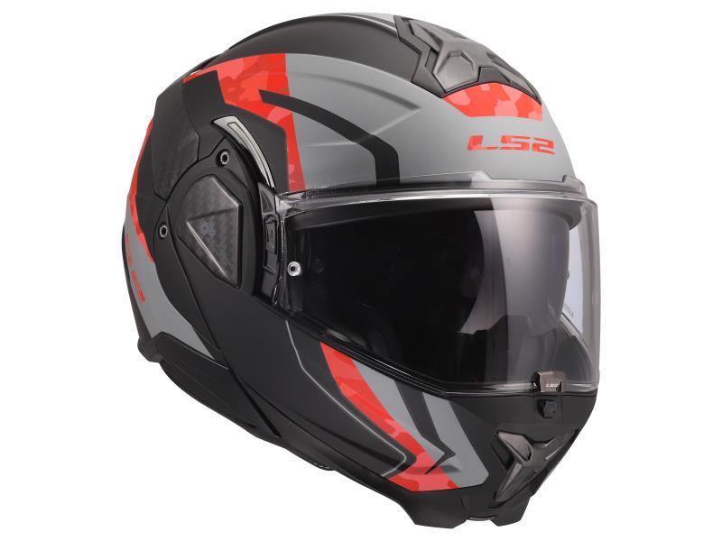 LS2 FF910 Advant II casco moto convertibile Glide Matt Black / Grey / Red - caschi modulari