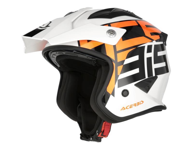 Acerbis Jet Aria Graphic ECE 22.06 casco moto (229) Bianco / Arancio - caschi jet