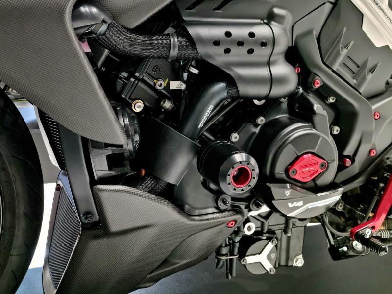 CNC Racing TC327 protezioni telaio Ducati Diavel V4 23/25 Nero / Rosso - protezioni telaio e tamponi
