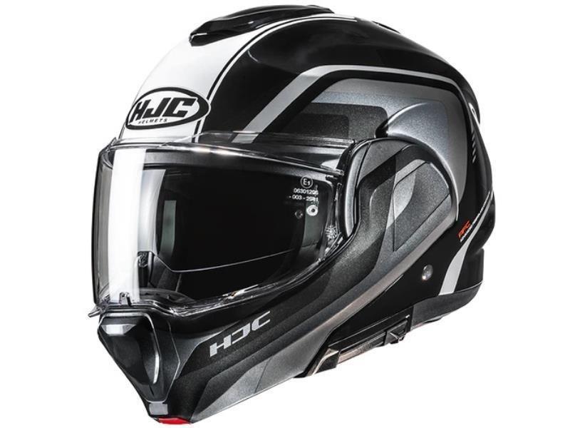 HJC F100 casco moto convertibile Reff MC1 Nero / Bianco / Grigio - caschi modulari