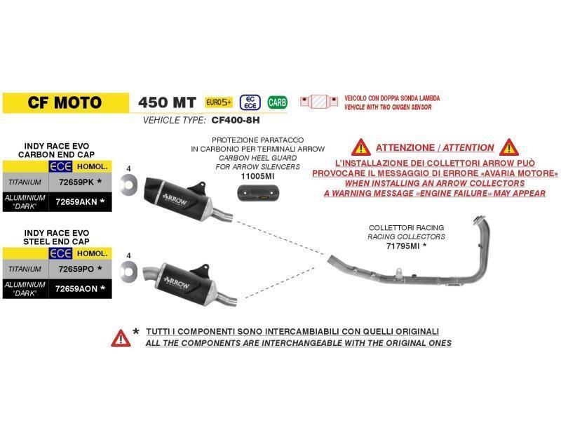 Arrow Terminale CF Moto 450 MT 25 Indy Race EVO titanio con fondello inox - scarichi e terminali
