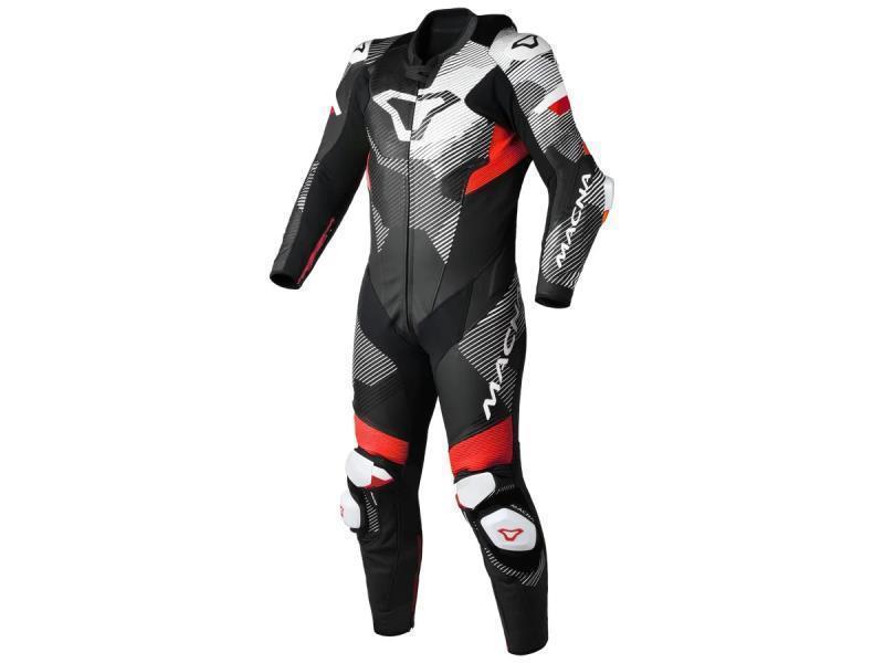 Macna Ignite tuta moto intera traforata Nero / Rosso / Bianco - tute in pelle intere