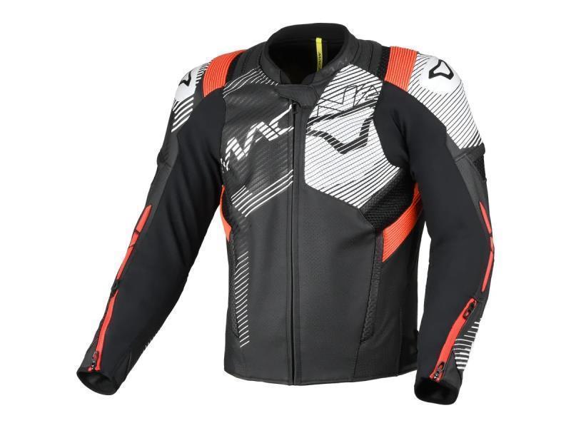 Macna Ignite giacca moto sportiva pelle e rete Nero / Rosso / Bianco - giacche in pelle