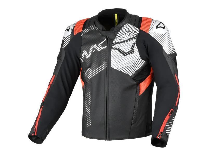 Macna Ignite giacca moto sportiva pelle e rete Nero / Rosso / Bianco - giacche in pelle