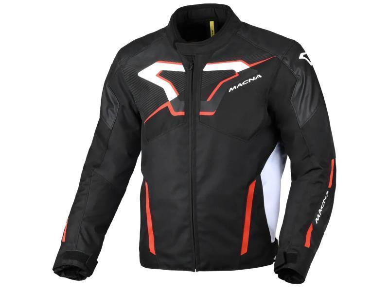 Macna Tazar 2.0 giacca moto impermeabile con membr Raintex Plus Black / White / Red - giacche impermeabili
