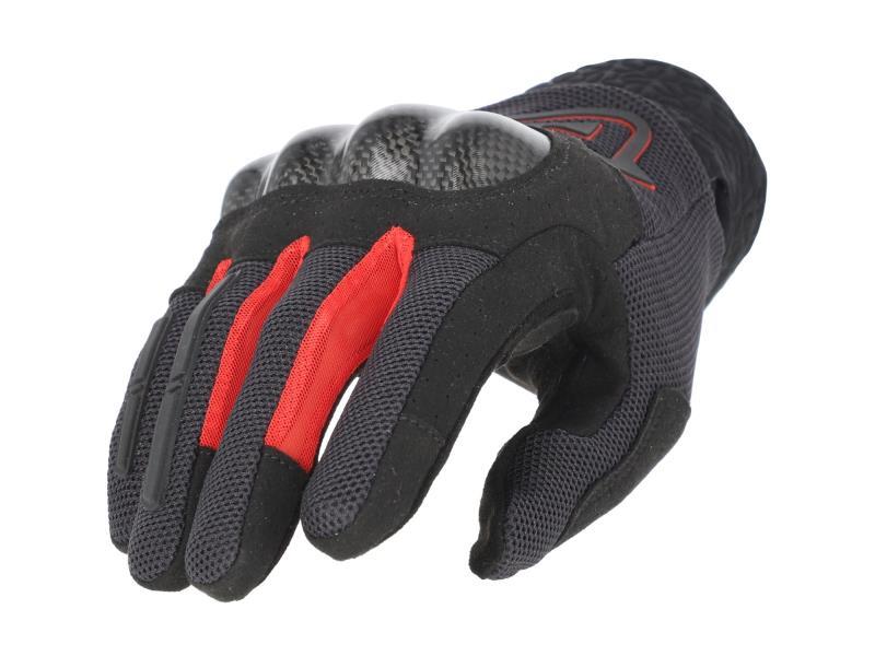 Acerbis Ramsey Vented PRO guanti moto CE EN 13594 Nero / Rosso - guanti in tessuto