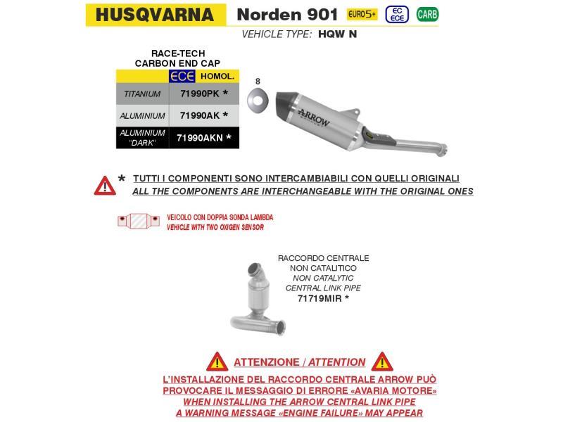 Arrow Terminale Husqvarna Norden 901 24/25 E5+ Race-Tech alluminio con fondello carby - scarichi e terminali
