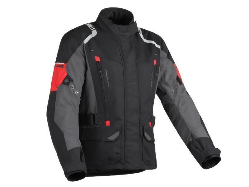 Difi Navigator Aerotex Donna giacca moto touring impermeabile Nero / Rosso - giacche impermeabili