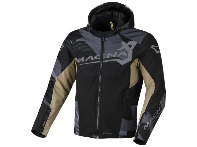 Macna Atracor giacca moto softshell antivento Black / Taupe / White - giacche in tessuto