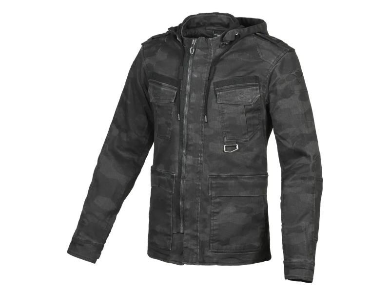Macna Combat giacca felpa moto con cappuccio Black / Grey Camo - giacche in tessuto