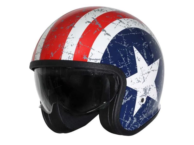 Origine Spirit casco moto Jet ECE 22.06 con visierino Rebel Star Blu Red Gloss - caschi jet